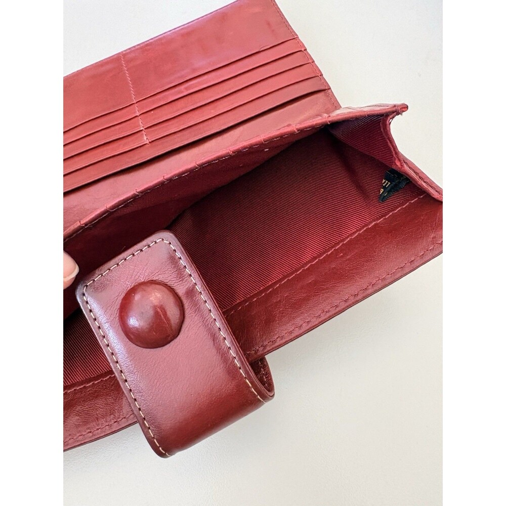 Clarks Genuine Leather Long Wallet Organizer Red Checkbook Vintage 90's Y2K - Picture 6 of 12